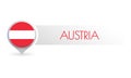 Austria flag. Circle flag button in the map marker shape. Austrian country icon, badge or banner. Vector illustration. Royalty Free Stock Photo